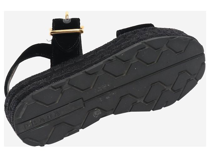 Prada Schwarze Samt-Plateausandalen - Größe EU 37,5 - Ansicht 4
