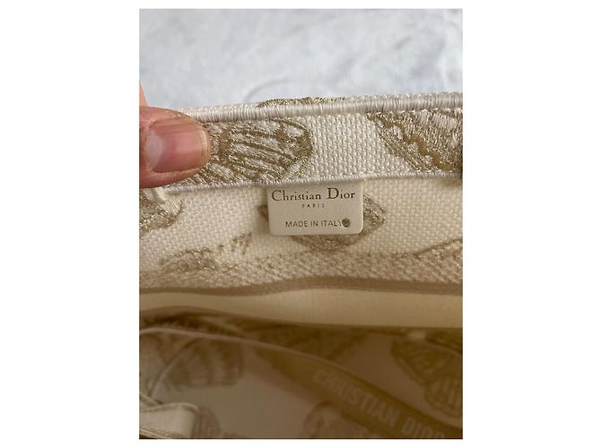 Bolso Cesta Dior Sombrero Lona Blanca y Dorada Mariposa Blanco Dorado - vista 6