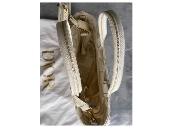 Bolso Cesta Dior Sombrero Lona Blanca y Dorada Mariposa Blanco Dorado - vista 7
