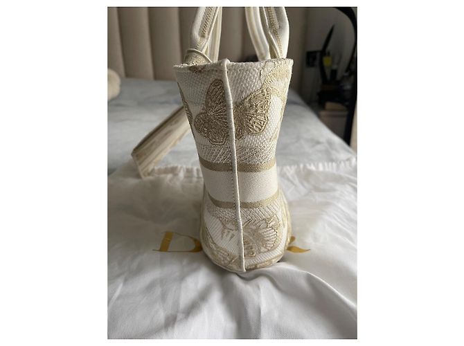 Bolso Cesta Dior Sombrero Lona Blanca y Dorada Mariposa Blanco Dorado - vista 8
