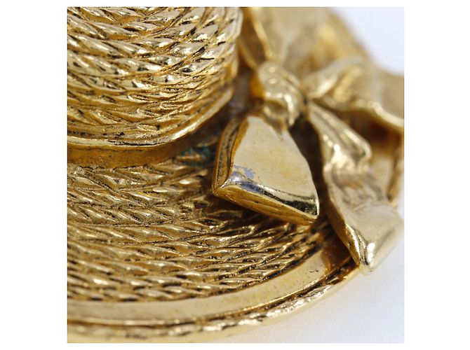 Chanel Brosche in Form eines vergoldeten Strohhuts Golden - Ansicht 4