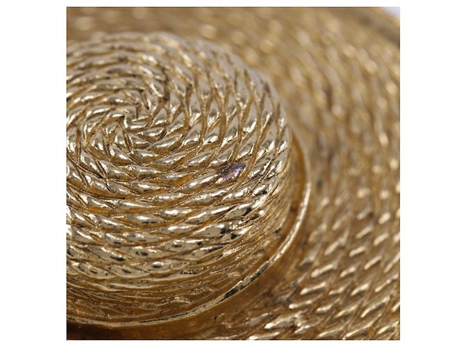 Chanel Brosche in Form eines vergoldeten Strohhuts Golden - Ansicht 5