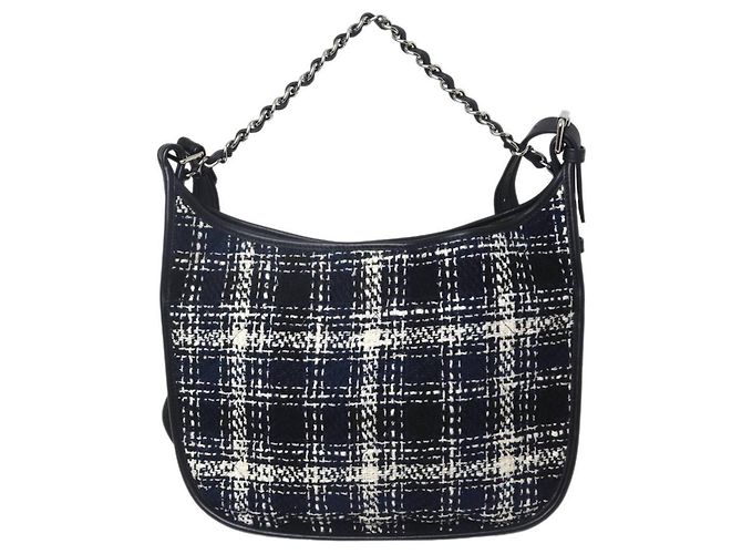 Borsa a Spalla 2 in 1 Chanel in Blu Navy e Bianco - vista 3