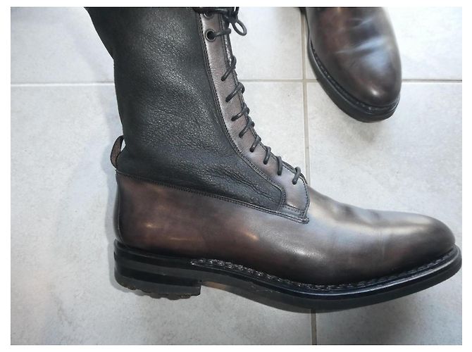 Santoni patinated leather ankle boots 7/5 ITALIAN 42.5 EUROPE LINING - view 3