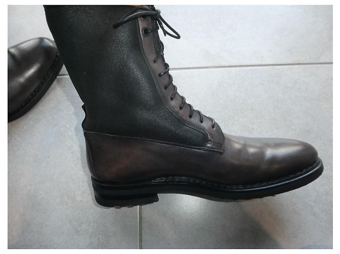Santoni patinated leather ankle boots 7/5 ITALIAN 42.5 EUROPE LINING - view 5