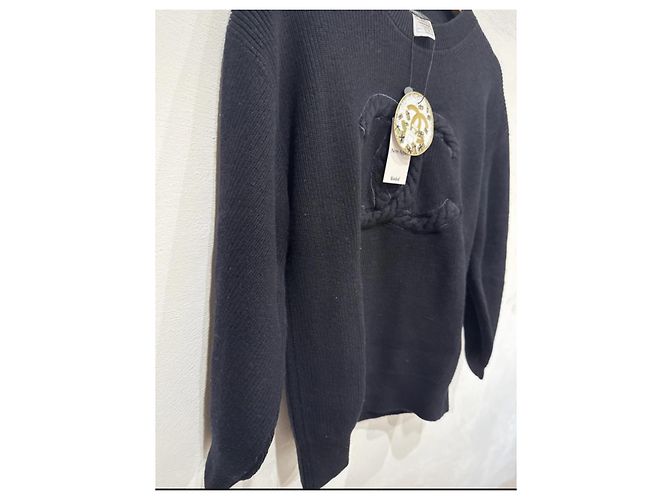 Chanel Uniform Woll und Baumwollpullover marineblau - Ansicht 2