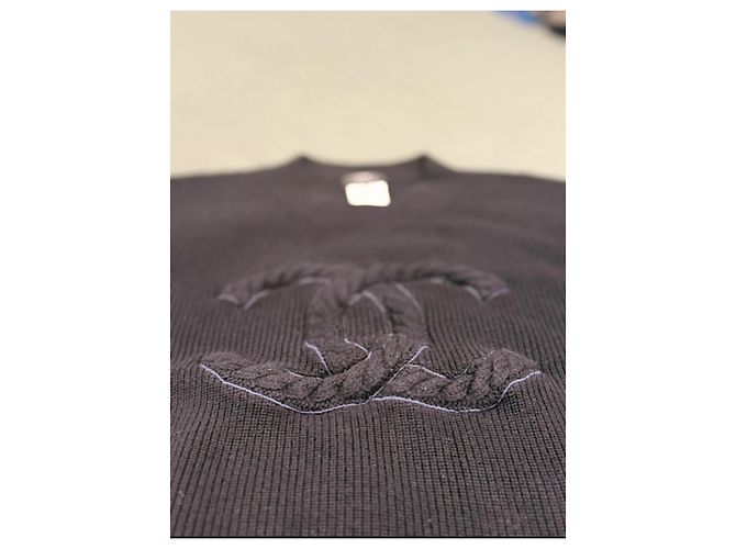 Chanel Uniform Woll und Baumwollpullover marineblau - Ansicht 3