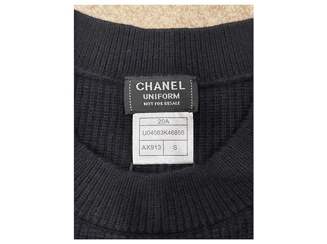 Chanel Uniform Woll und Baumwollpullover marineblau - Ansicht 5