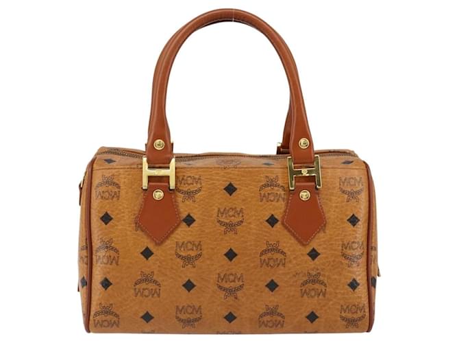 MCM Visetos logogramme Canvas and Leather Marrone - vista 2