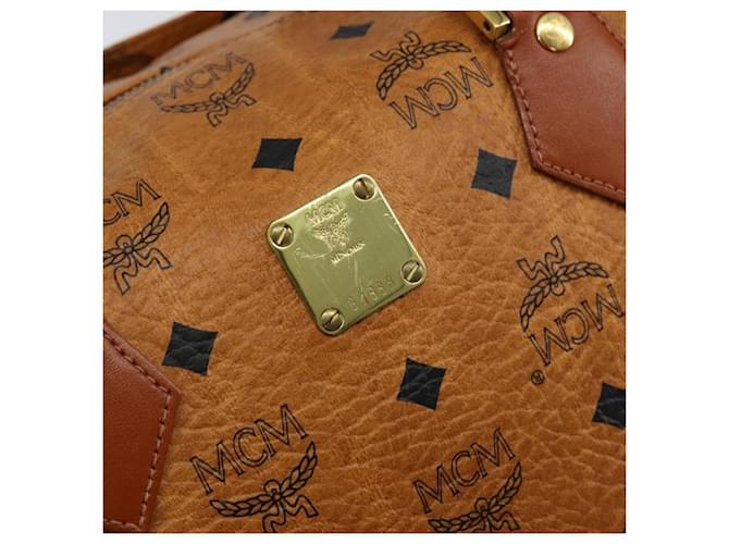 MCM Visetos logogramme Canvas and Leather Marrone - vista 6