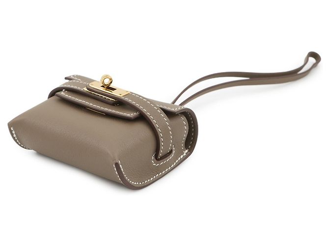 Hermès Porte-clés Hermes Kelly Festival Etoupe Swift Taupe - vue 2