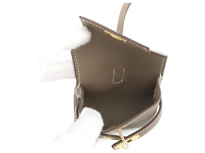 Hermès Porte-clés Hermes Kelly Festival Etoupe Swift Taupe - vue 6