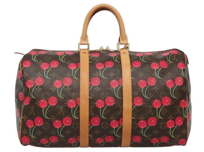 Borsa Keepall Louis Vuitton Edizione Limitata Monogram Cerises 45 Marrone - vista 2
