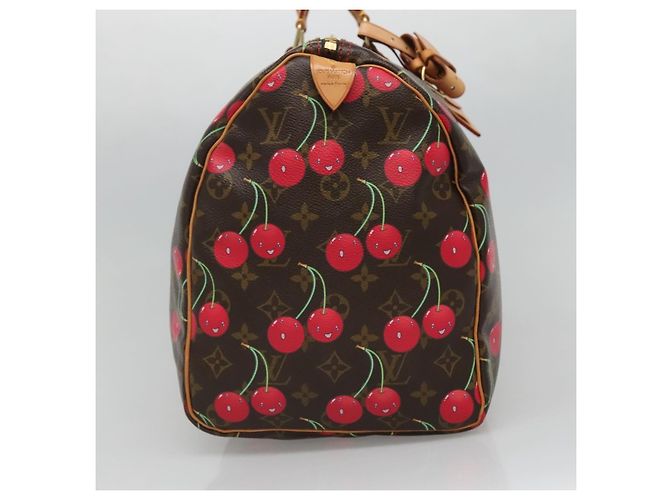Borsa Keepall Louis Vuitton Edizione Limitata Monogram Cerises 45 Marrone - vista 3