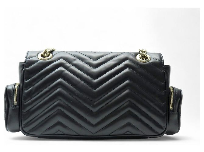 NUOVA BORSA GUCCI MARMONT MULTI TASCHE IN PELLE NERA CON TRACOLLA Nero - vista 2