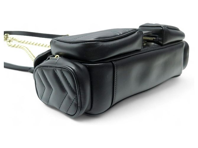 NUOVA BORSA GUCCI MARMONT MULTI TASCHE IN PELLE NERA CON TRACOLLA Nero - vista 3