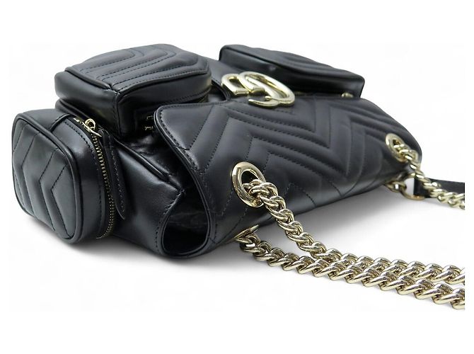 NUOVA BORSA GUCCI MARMONT MULTI TASCHE IN PELLE NERA CON TRACOLLA Nero - vista 4