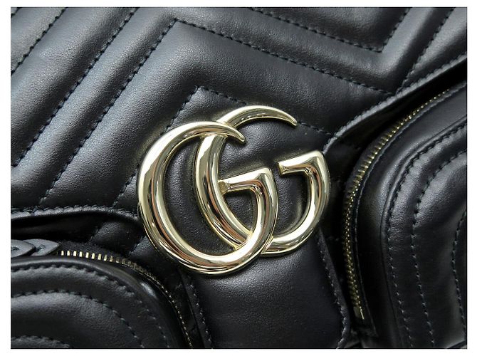NUOVA BORSA GUCCI MARMONT MULTI TASCHE IN PELLE NERA CON TRACOLLA Nero - vista 5