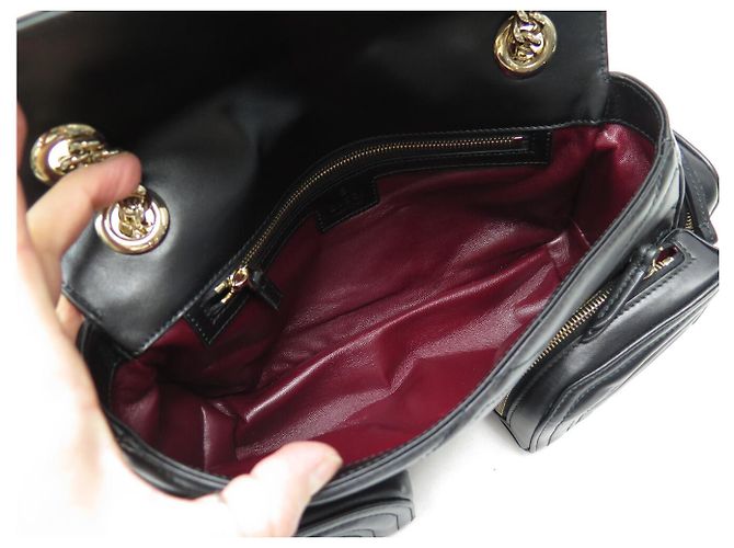NUOVA BORSA GUCCI MARMONT MULTI TASCHE IN PELLE NERA CON TRACOLLA Nero - vista 9