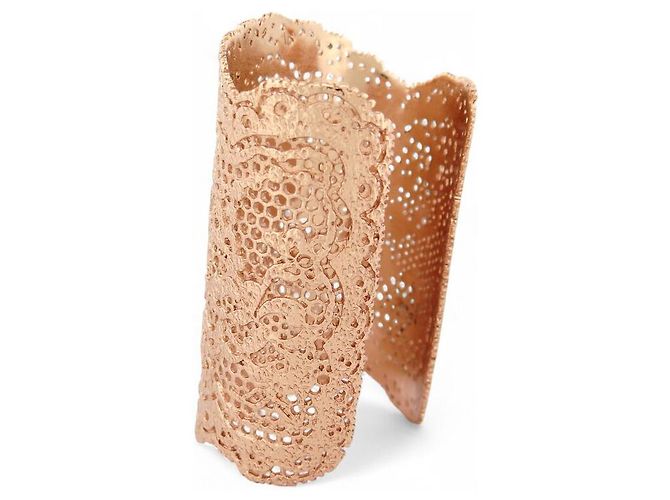 BRACCIALE VINTAGE AURELIE BIDERMANN MANICOTTO LARGO PIZZO 17,5CM BRACCIALE IN METALLO D'oro - vista 2