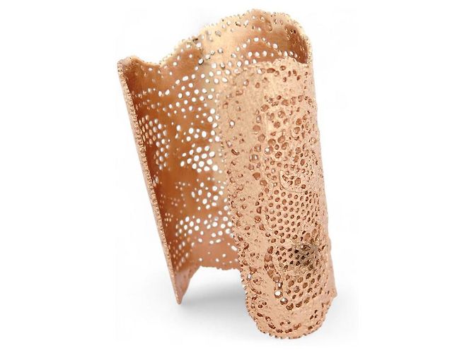 BRACCIALE VINTAGE AURELIE BIDERMANN MANICOTTO LARGO PIZZO 17,5CM BRACCIALE IN METALLO D'oro - vista 3