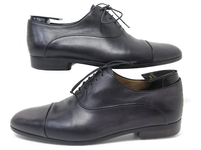 SCARPE BERLUTI RICHELIEU 0141 8.5 42.5 CUOIO PATINATO NERO E GRIGIO - vista 3