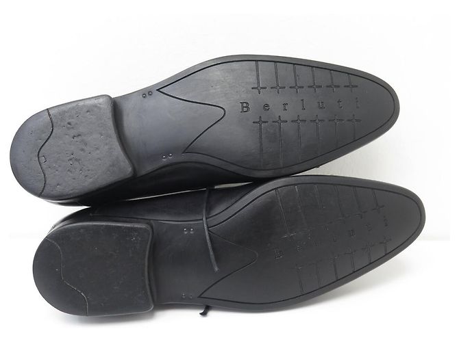 SCARPE BERLUTI RICHELIEU 0141 8.5 42.5 CUOIO PATINATO NERO E GRIGIO - vista 6