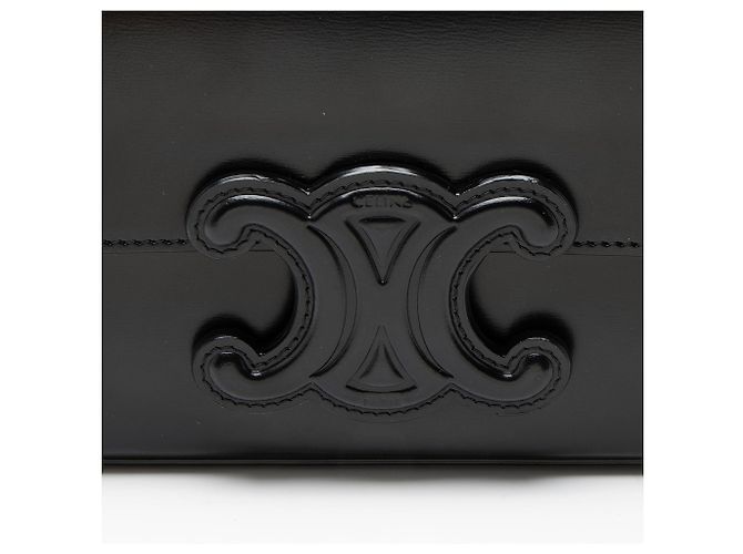 Céline Borsa a spalla Triomphe in pelle di vitello lucida Celine Nero - vista 10
