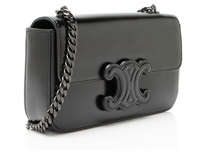 Céline Borsa a spalla Triomphe in pelle di vitello lucida Celine Nero - vista 2