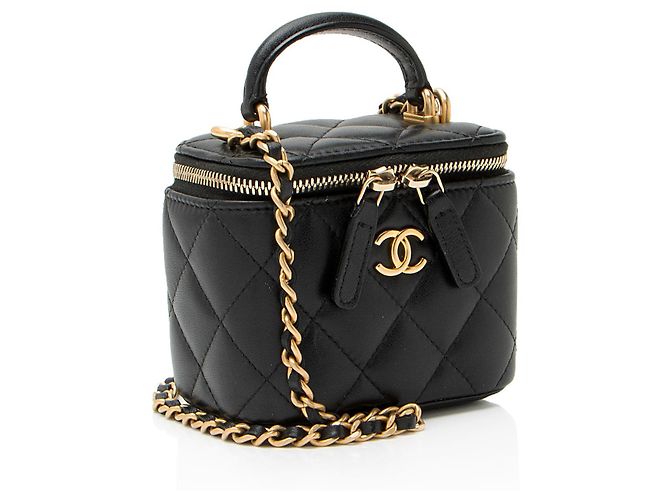 Mini vanity case con manico superiore in pelle di agnello Chanel Nero - vista 2
