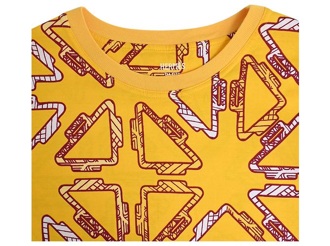 Camiseta impresa Hermès Tatersales en algodón amarillo - vista 5