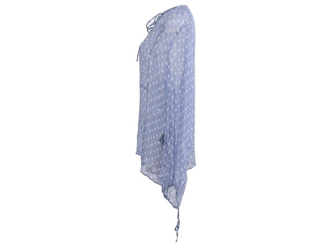 Haider Ackermann Polka Dot Bluse aus hellblauer Seide - Ansicht 2