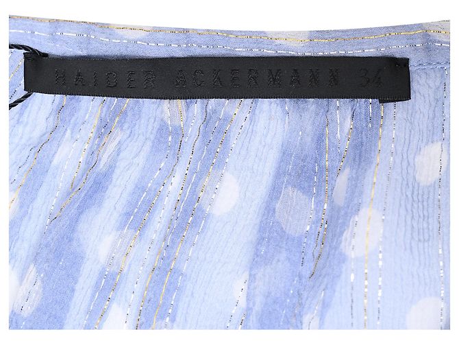 Haider Ackermann Polka Dot Bluse aus hellblauer Seide - Ansicht 4