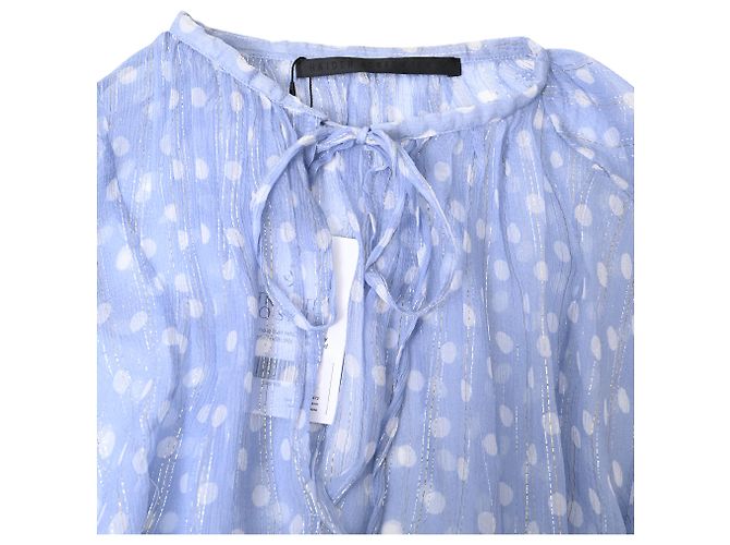 Haider Ackermann Polka Dot Bluse aus hellblauer Seide - Ansicht 5