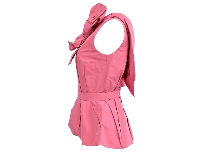 Blusa peplum de algodón rosa con detalle de lazo Louis Vuitton Castaño - vista 2