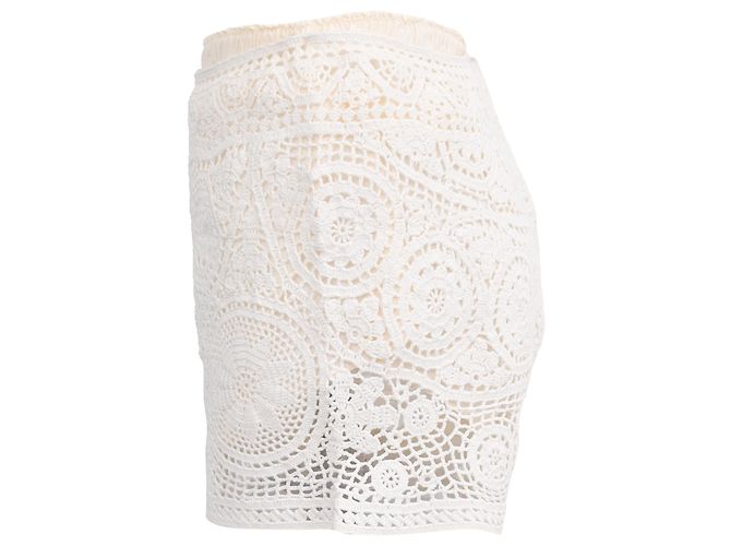 Shorts mini de algodão branco com padrão de renda Chloé Cru - vista 2
