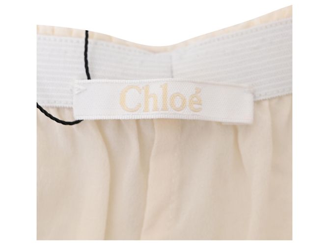 Shorts mini de algodão branco com padrão de renda Chloé Cru - vista 4