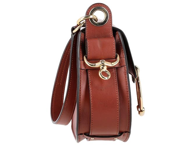 Borsa a Spalla Chloé Small Tess in Pelle di Vitello Marrone Rosso - vista 2