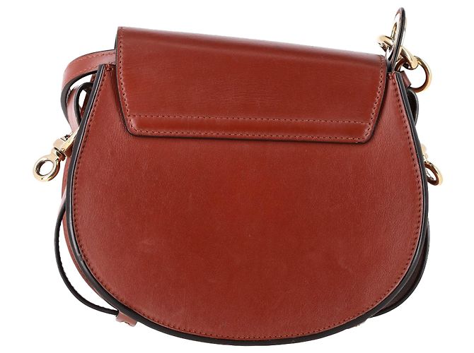 Borsa a Spalla Chloé Small Tess in Pelle di Vitello Marrone Rosso - vista 3