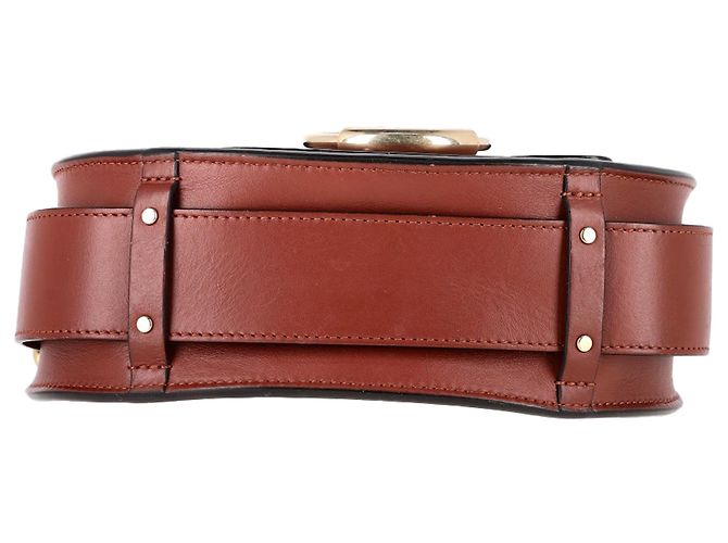 Borsa a Spalla Chloé Small Tess in Pelle di Vitello Marrone Rosso - vista 4