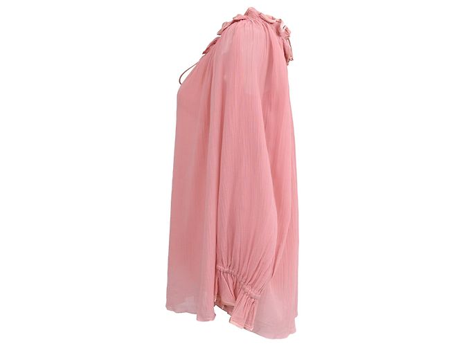 Blouse à volants en soie rose de Marc Jacobs Marron - vue 2
