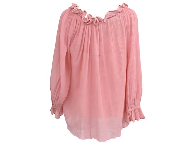 Blouse à volants en soie rose de Marc Jacobs Marron - vue 3