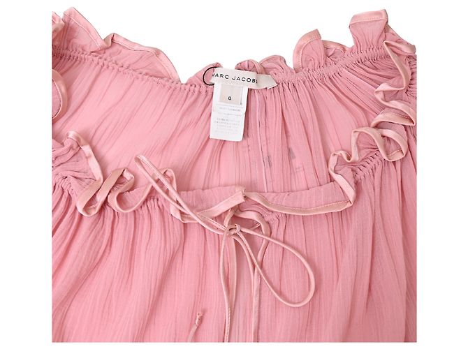 Blouse à volants en soie rose de Marc Jacobs Marron - vue 4