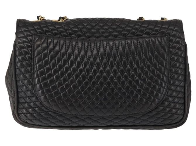 Bally Vintage Schultertasche aus gestepptem Leder mit Kette Schwarz - Ansicht 2