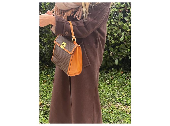 Triomphe Borsa Céline Macadam Trionfo Marrone e Pelle Caramello - vista 10