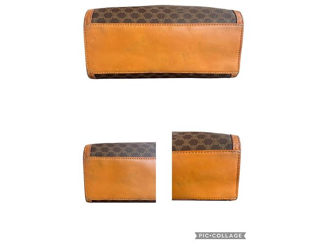 Triomphe Borsa Céline Macadam Trionfo Marrone e Pelle Caramello - vista 12