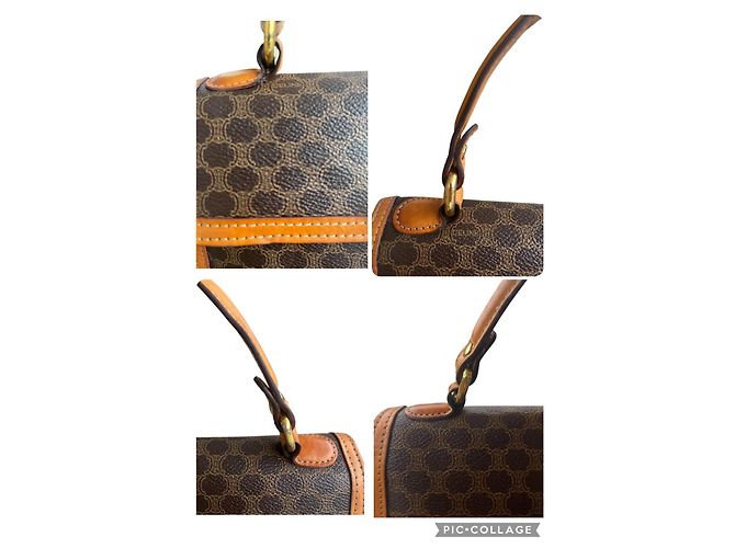 Triomphe Borsa Céline Macadam Trionfo Marrone e Pelle Caramello - vista 16