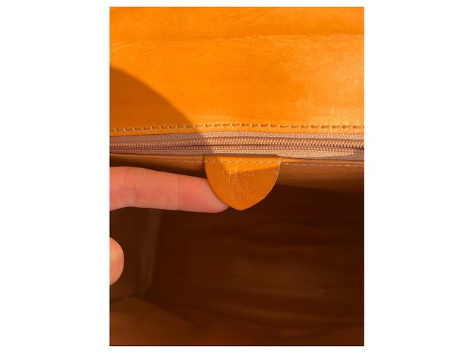 Triomphe Borsa Céline Macadam Trionfo Marrone e Pelle Caramello - vista 19