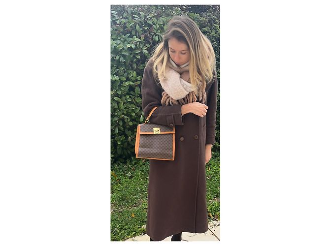 Triomphe Borsa Céline Macadam Trionfo Marrone e Pelle Caramello - vista 4