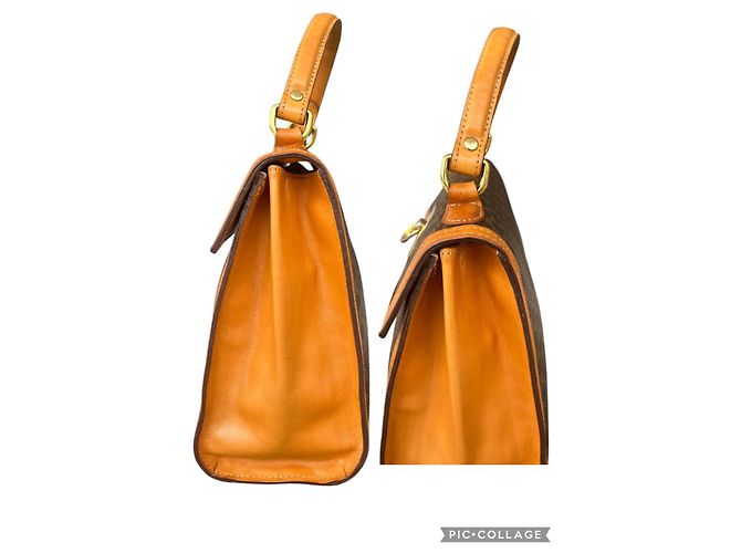 Triomphe Borsa Céline Macadam Trionfo Marrone e Pelle Caramello - vista 7
